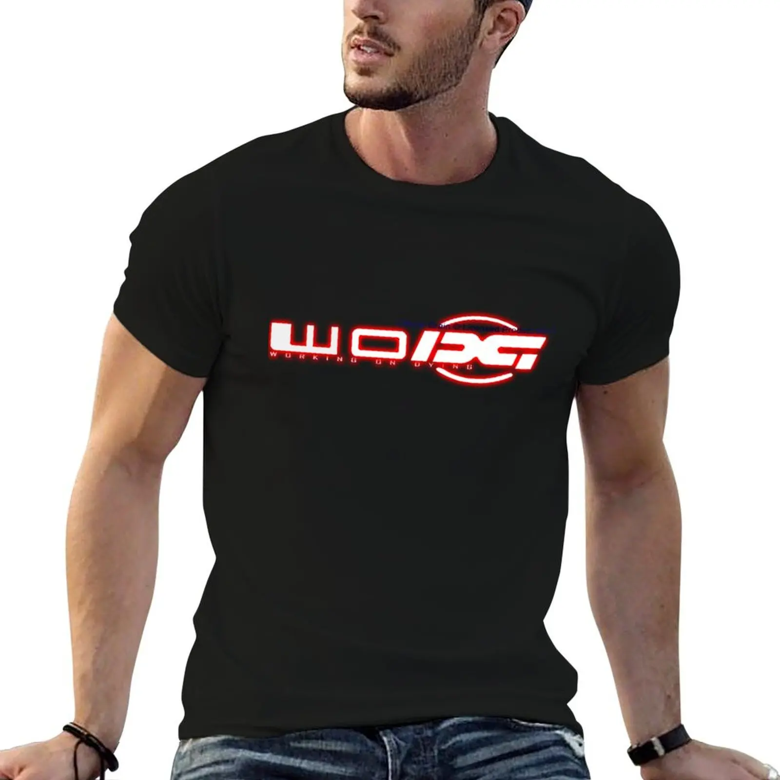Bladee Drain Gang Working on Dying text merch T-Shirt Plus Size Solid Color T-Shirt