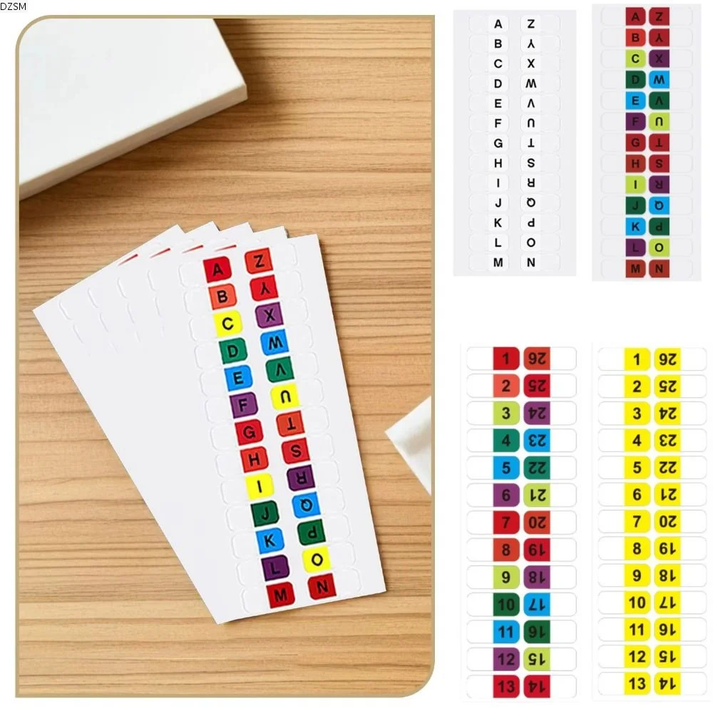 Colorful Alphabet Index Label Stickers Small Strips Waterproof Sticky Index Tabs Study Planner Alphabet Page Markers Binders