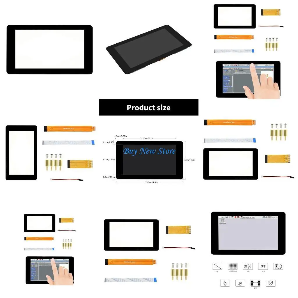 

20CE 7inch 1024x600 Capacitive Touch Screens, IPS LCD with 5 Point Multiple Touch for Compute Module Enthusiasts