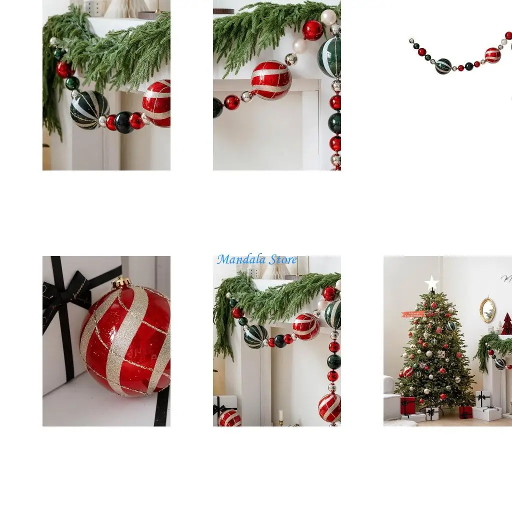 

U2JC (1 string) Christmas Ball String Hearth Decoration – Colorful Christmas Ball Indoor Decoration Large Ball Pendant