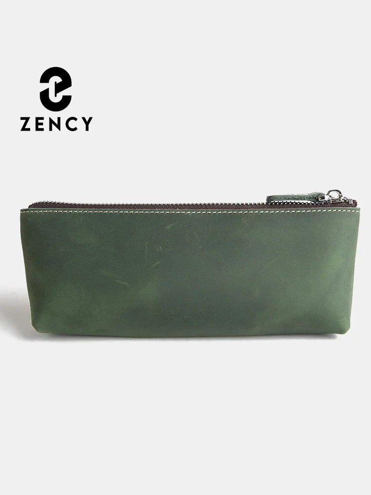 Zency Cosmetic Pockets Cowhide Leather Long Purse Clutch Multi-function Multiple Card Slots Holders Bags Small Coin Bag Unisex