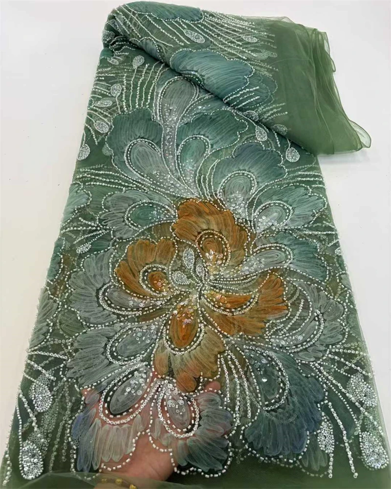 أفريقيا ثلاثية الأبعاد مطرز أقمشة الدانتيل الفرنسية النيجيري الترتر شبكة نسيج الدانتيل لفساتين السهرة النسائية مواد الخياطة