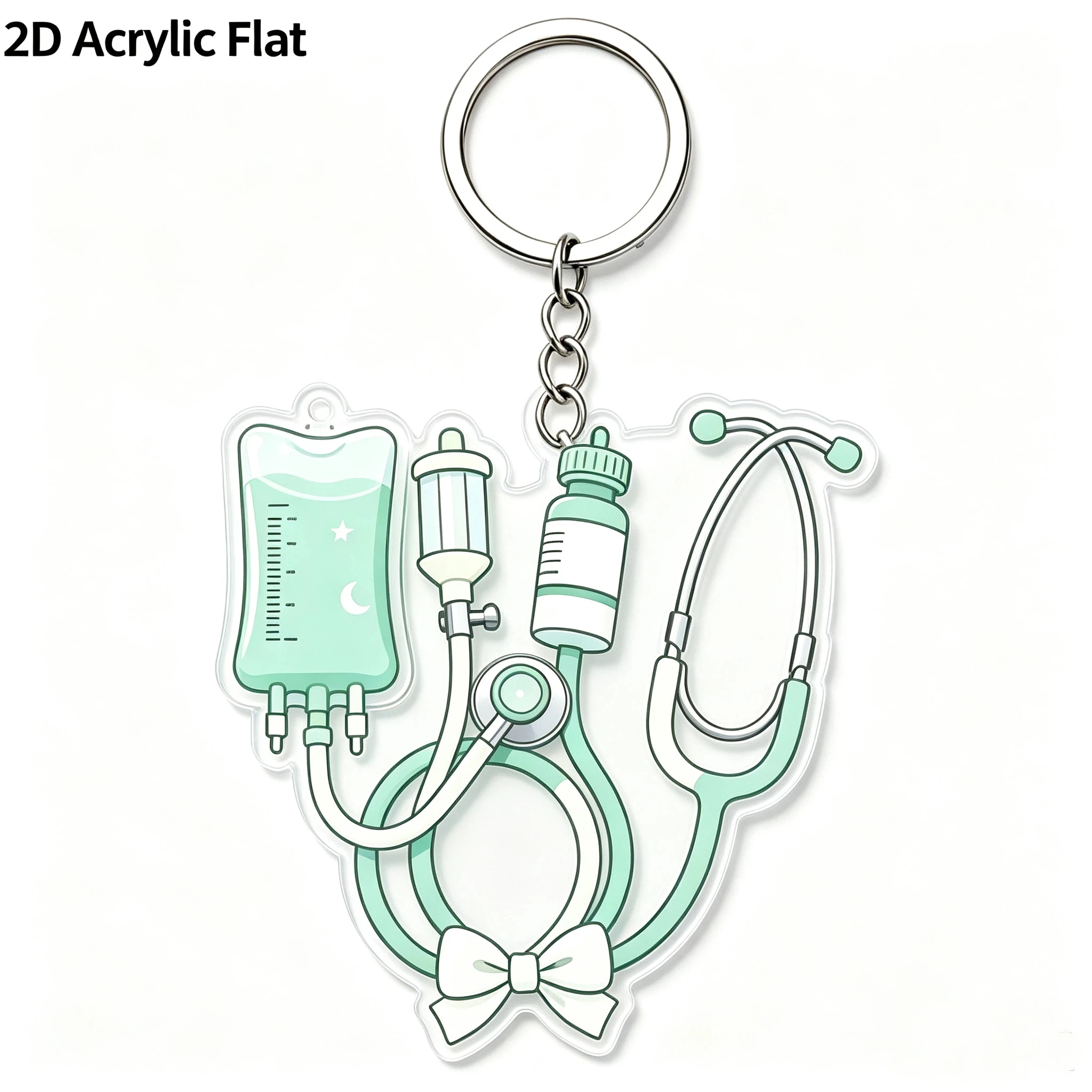Pink Stethoscope Sphygmomanometer 2D Acrylic Keychain Cute Bag Charm For Nurses Doctors Backpack Desktop Decoration Accessories view 4