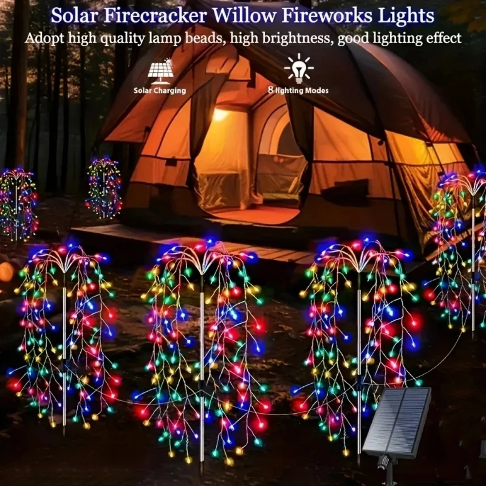 

4 Packs Solar Firework Light IP44 Waterproof LED Fairy Firecracker Pathway Outdoor Garden 400LEDs Flower Lawn Lamp