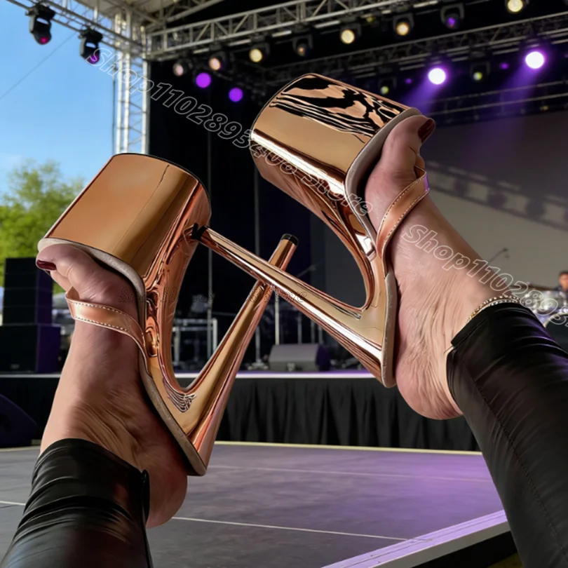 

Gold Split Toe Platform Slippers Patent Leather Fashion British Style Women Summer Casual Dress Flip Flps Zapatos Para Mujere