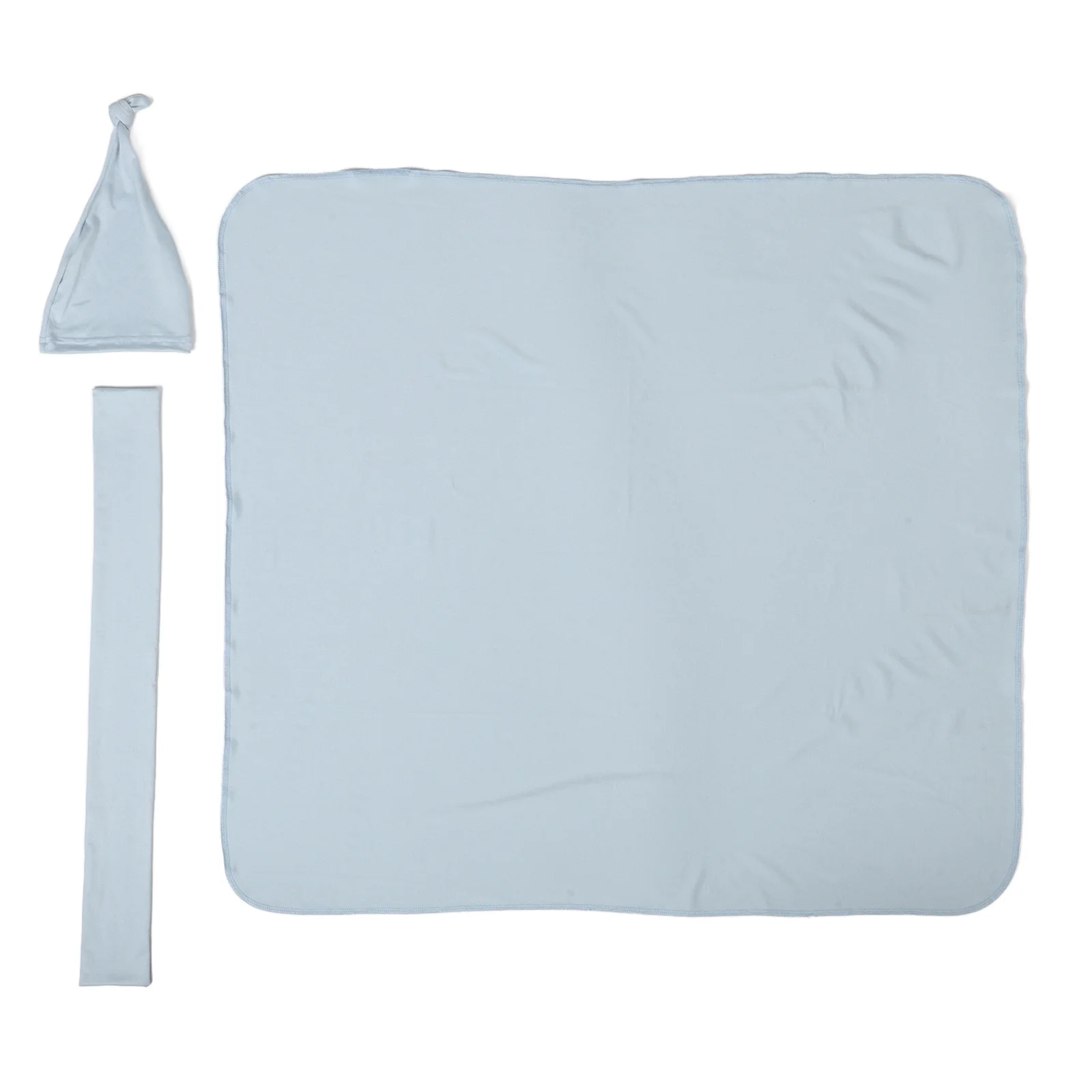 

Baby Swaddle Receiving Blanket Set Minimalist Solid Color Newborn Knotted Hat Soft Infant Nursery Receiving Blankets