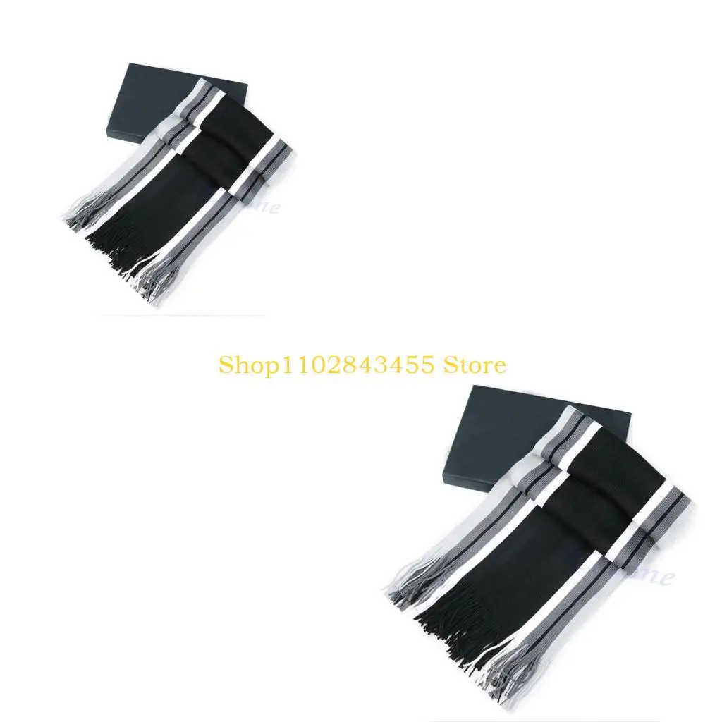 49MC Men's Striped Cashmere Shawl Winter Warm Long Fringe Tassel Scarf New