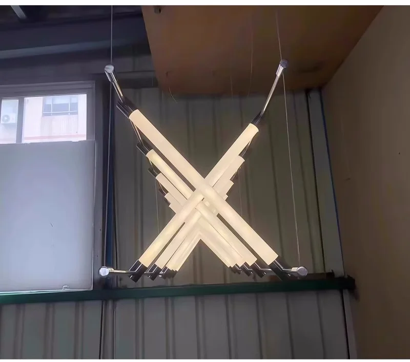 Steel Bar LED Pendant Lights Kichen Island Acrylic