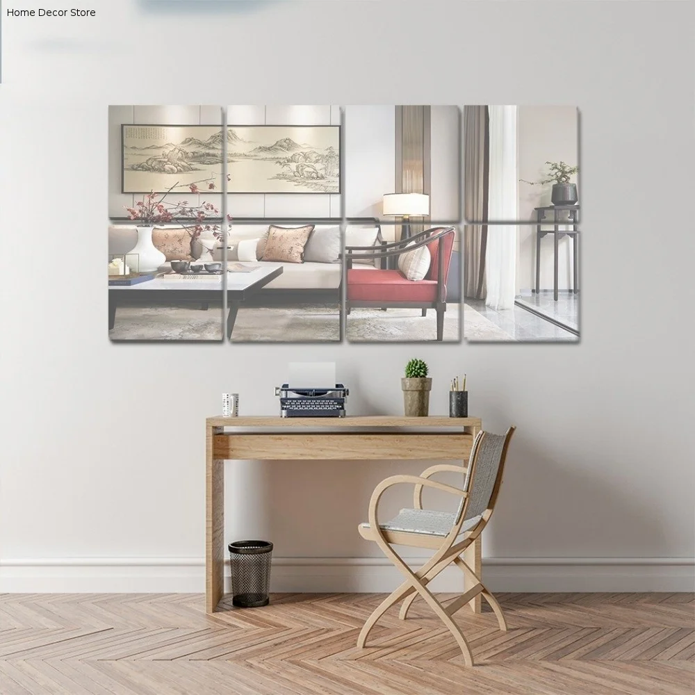 10 pcs Decorative DIY Wall Stickers Mirror Acrylic Shatterproof Self-Adhesive Mirror Lightweight Thicken Wall Stickers Gym