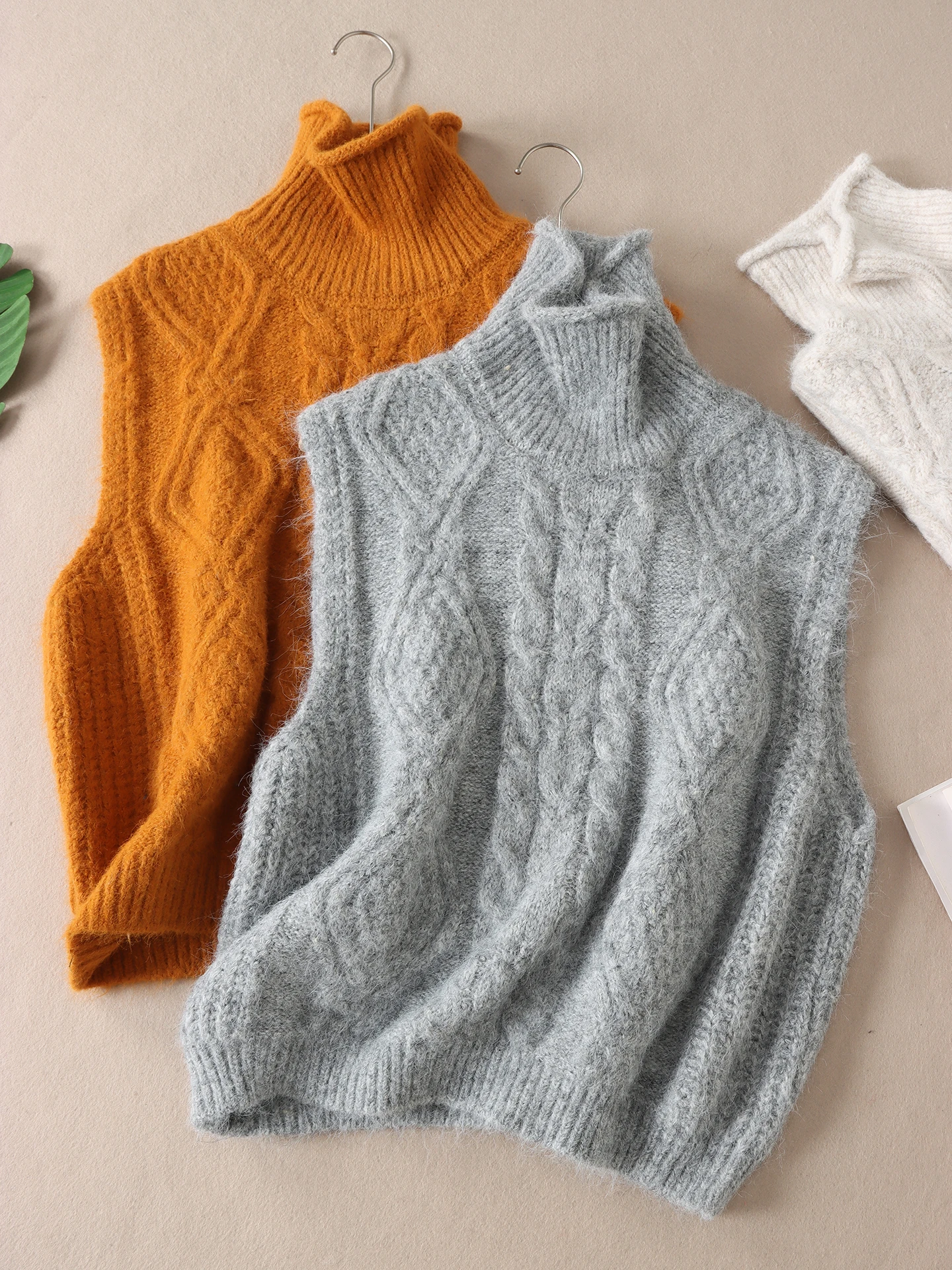 Gilet lavorato a maglia coreano Sle collo alto Thi donna inverno modello diamante sciolto Twist Bal Svel Faionable WA495