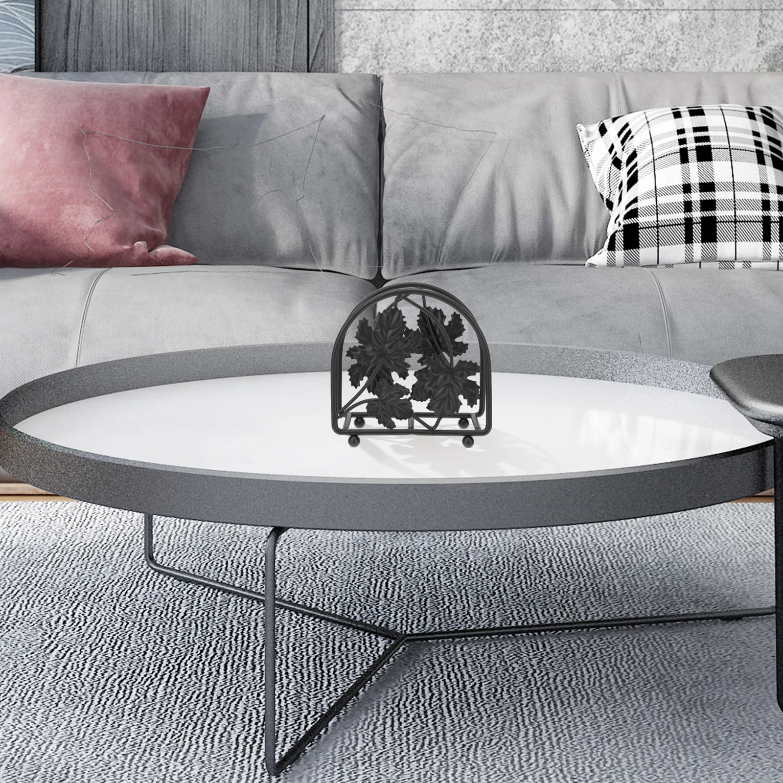 

1pc Iron Wire Napkin Holder Rust Resistant Tissue Rack Space Saving Grape Leaf Design Napkin Stand Household Decor