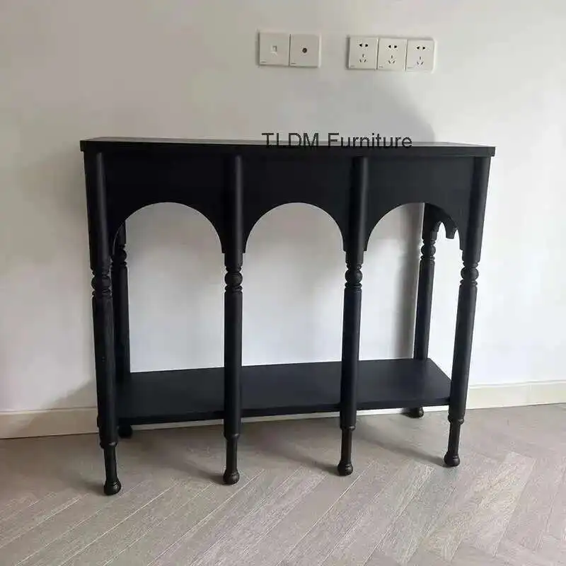 

Скандинавская мебель для гостиной, американские ретро консольные столы из цельного дерева, домашний прихожая, входной шкаф, приставной столик для хранения на высоких ножках