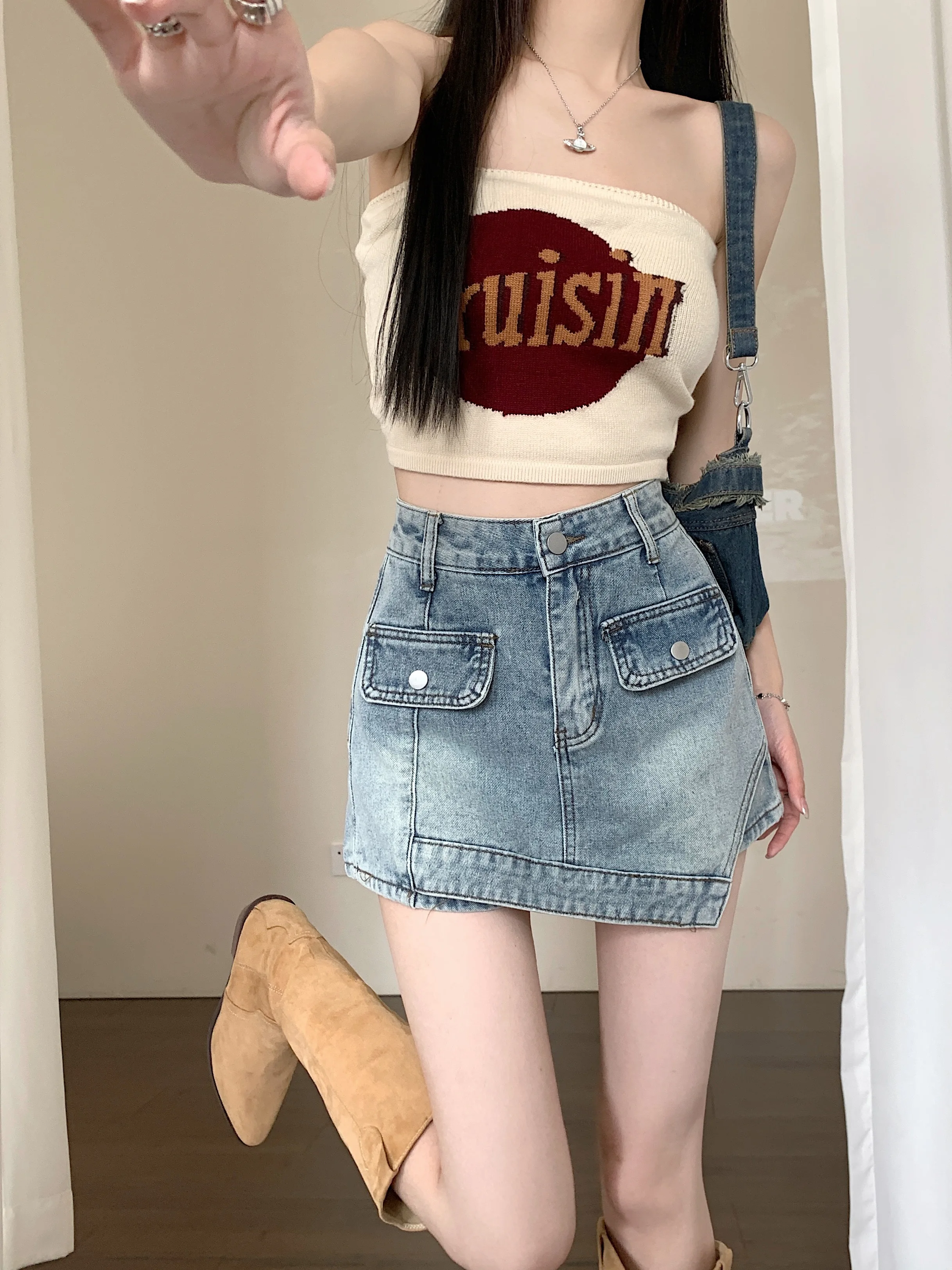 Women Fashion Shorts Streetwear Korean Style Y2k Mini Jean Harajuku Vintage Jeans Shorts  High Waist Instagram Jean 2024