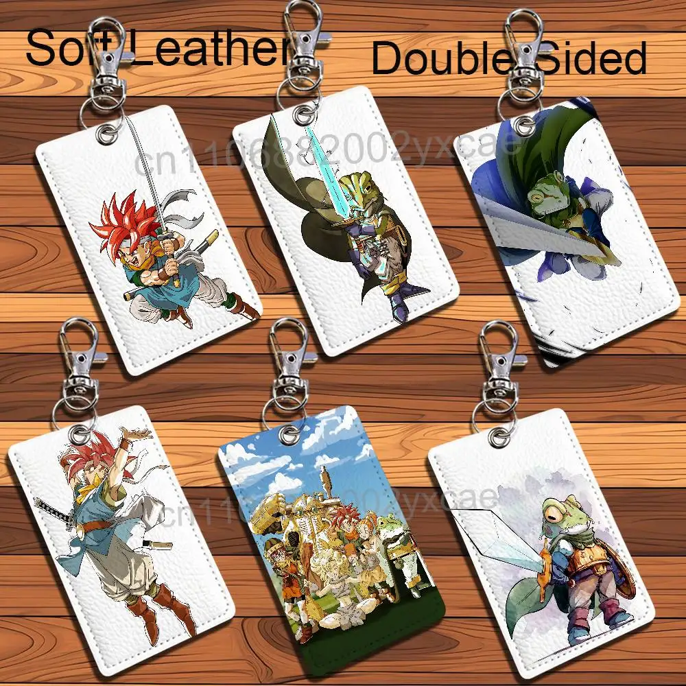 Frog red Crono Chrono Trigger Cartoon Movie Singer Game Anime Leather Card Holder Can Store Access Control ID Card Subway case