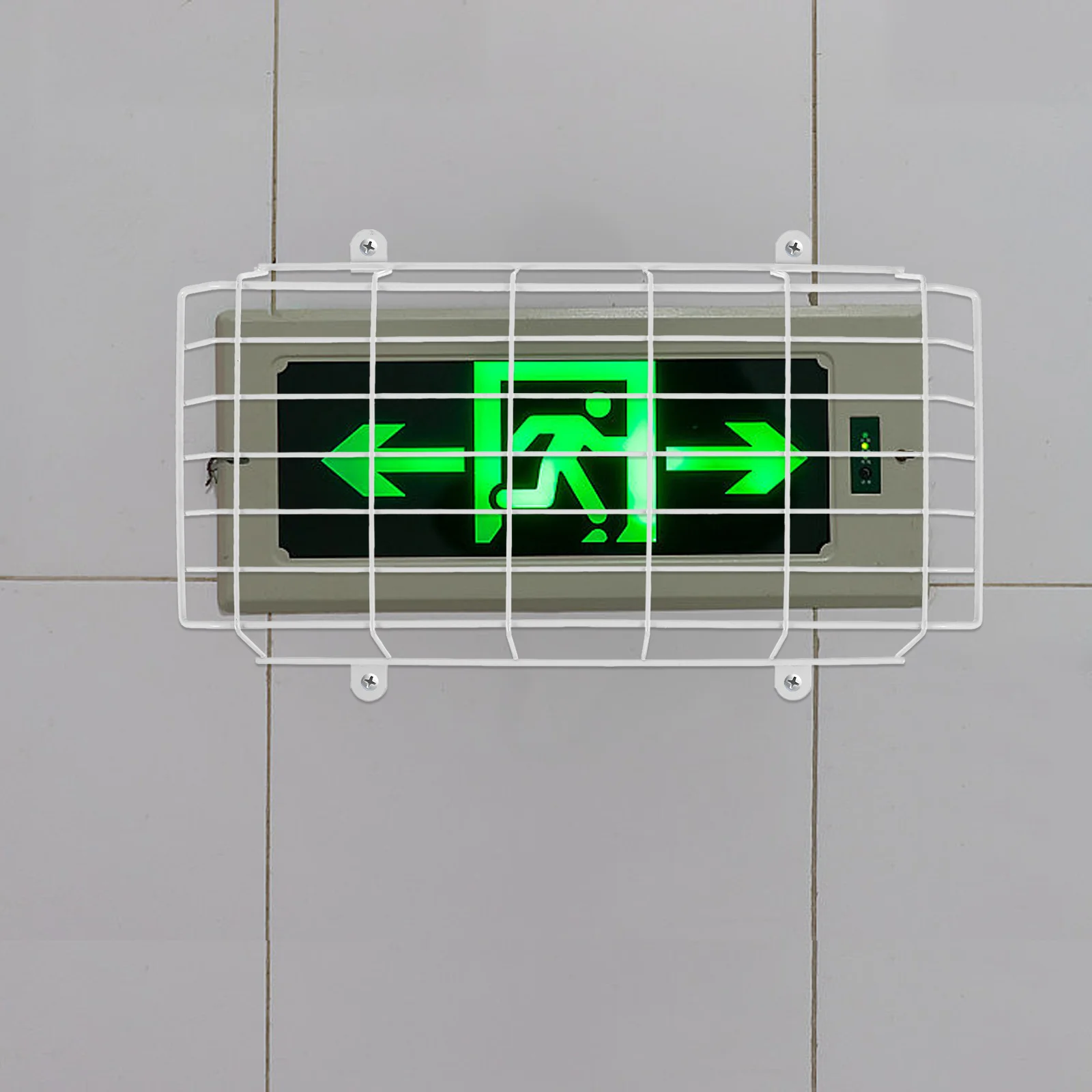 غطاء حماية لضوء الخروج في حالات الطوارئ، واقي سلكي معدني، مؤشر أمان متين ومقاوم للصدمات، سهل التركيب