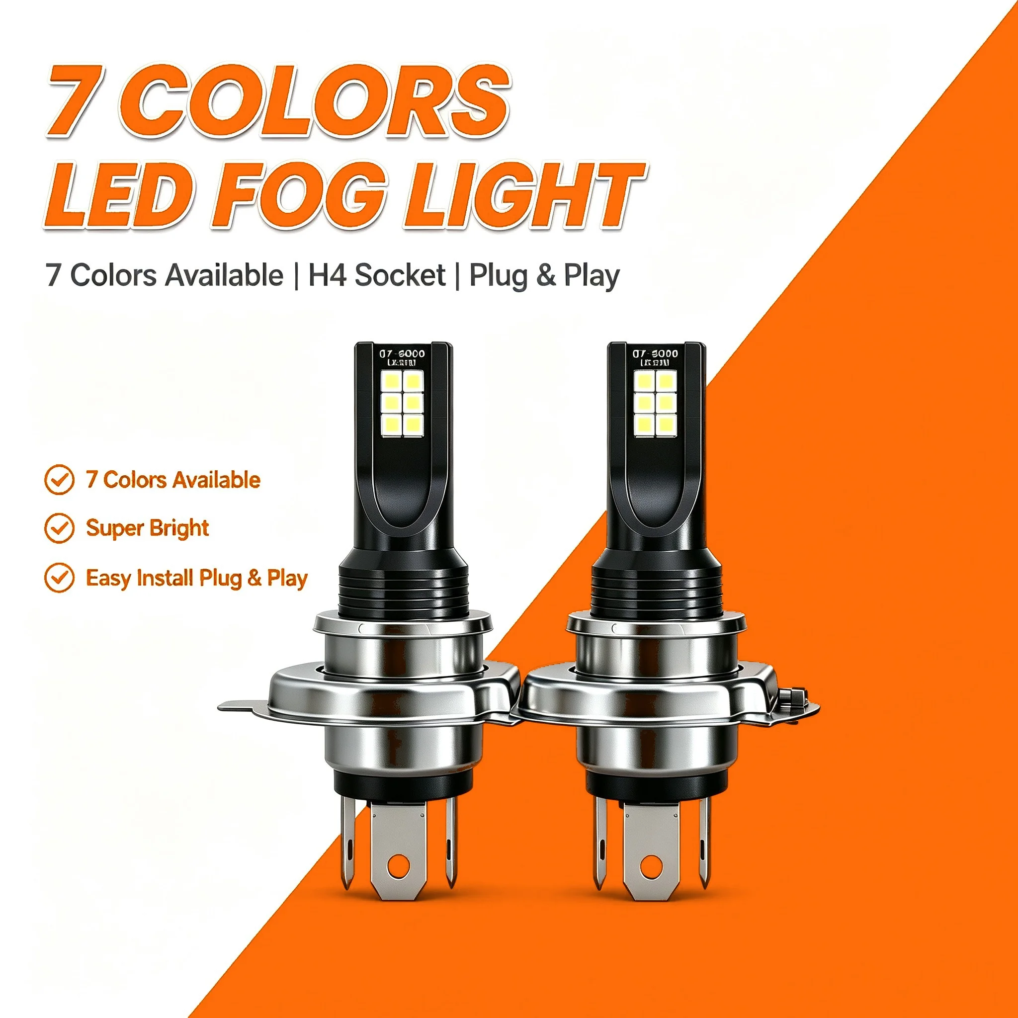 Heyword 2pcs Ultra-Bright H4 H7 LED Headlights, Suitable for Car Headlights, Motorcycle H1 H3 H8 H9 H11 Automatic Fog Lights