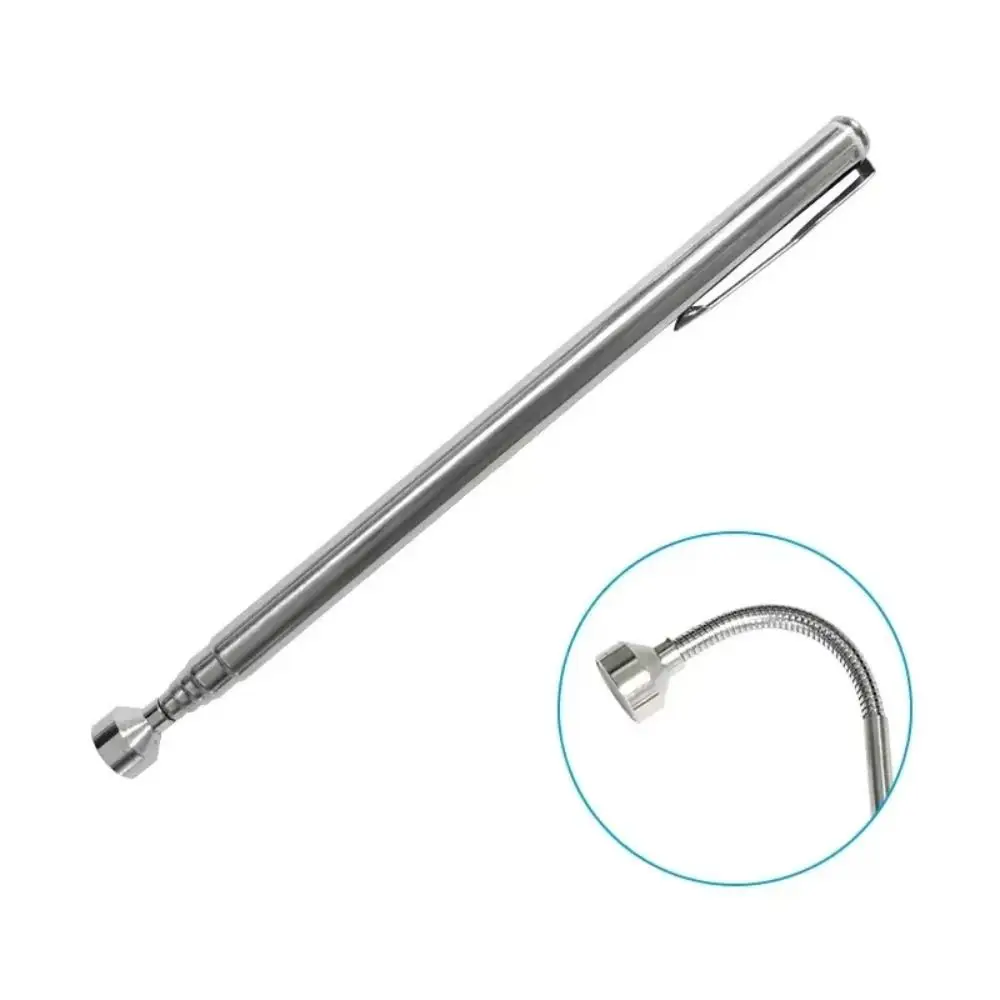 

3 PCS Magnetic Pickup Magnet Suction Rod Small Parts Stainless Steel Retractable Pen Clip Silver Handy Pick Up Tool