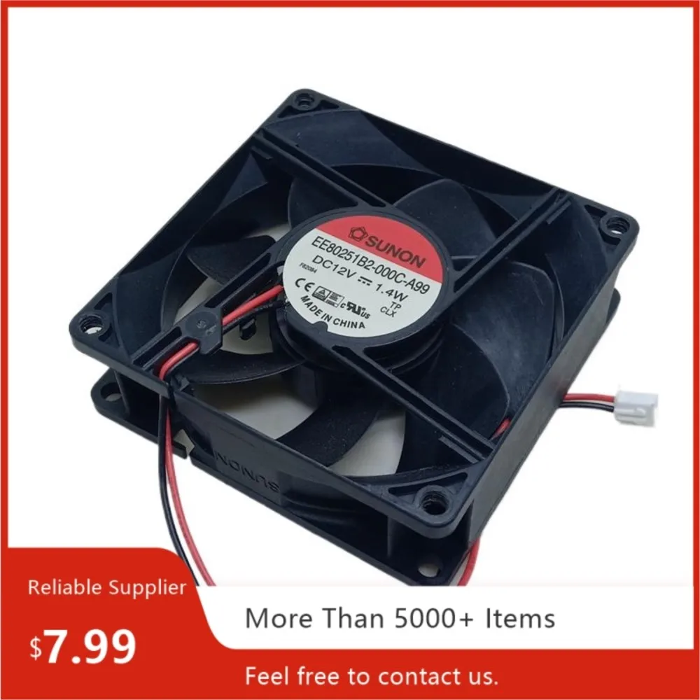 

80mm 12V for Sunon EE80251B2-000C-A99 Dual Ball Cooling Fan, 37CFM Airflow, 2-wire Interface, Case