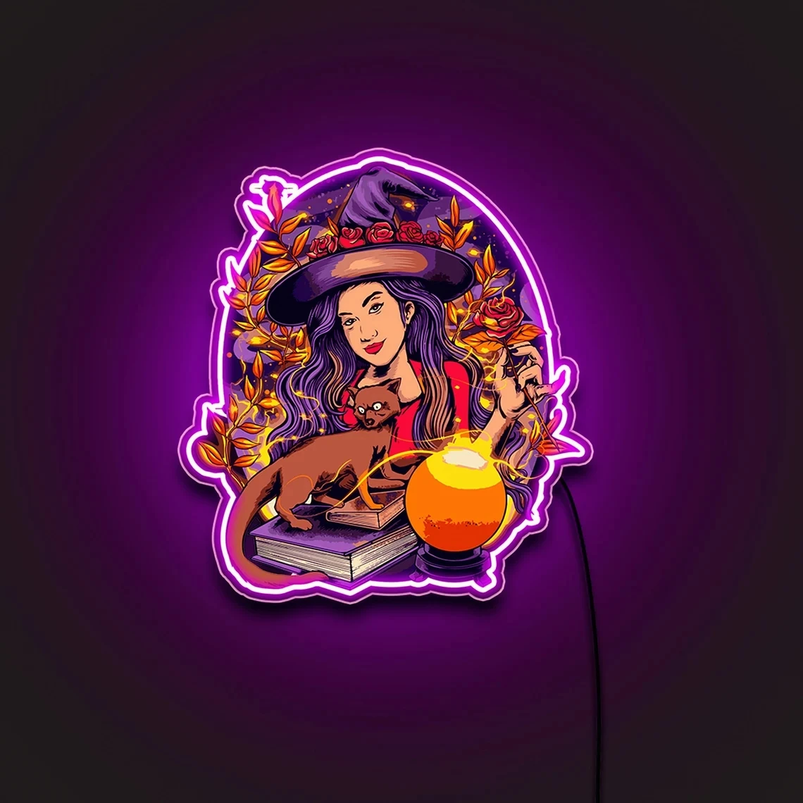 Halloween Witch Decor Sign indoor Halloween Witch With cat UV Neon Sign I can Smell Kids WitchSign Spooky Horror Neon Sign