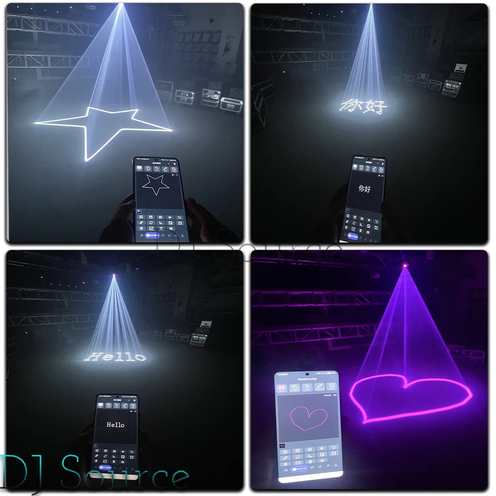 APP Control 15W RGB Laser Light 3D Animation Beam Pattern Scanner Projector RJ45+ILDA Stage Lights DMX512 For DJ Disco Party Bar