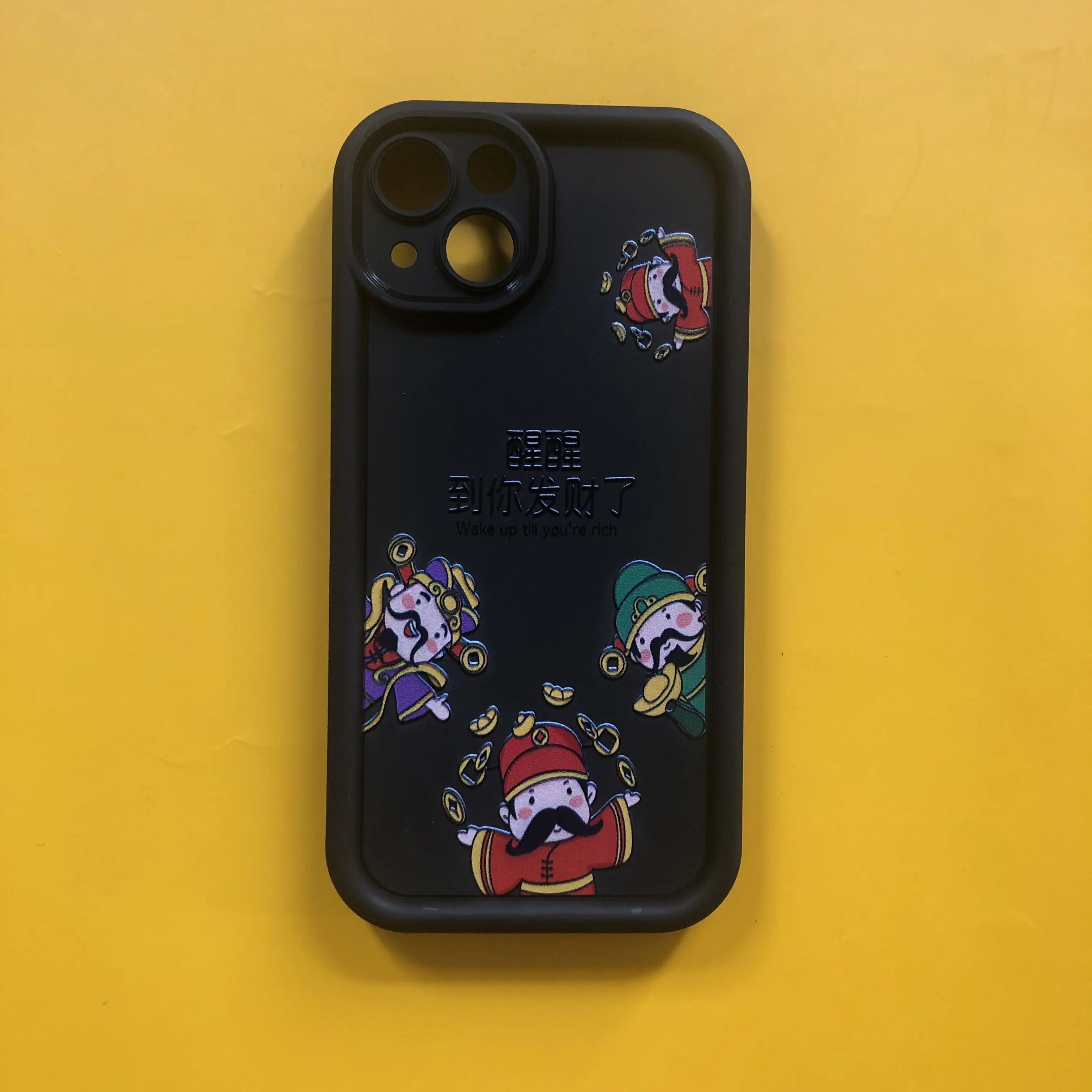 Capa de silicone para iPhone, Figura chinesa Deus da Riqueza, Capa para iPhone 15 Plus, 14 Pro Max, 11, 13, 12, XR, X