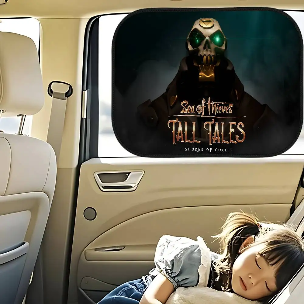 S-Sea Of T-Thieves شعار مظلة السيارة نافذة الذاتي فتيلة العزل الحراري داخل الامتزاز الكهروستاتيكي ستارة جانبية للسيارة