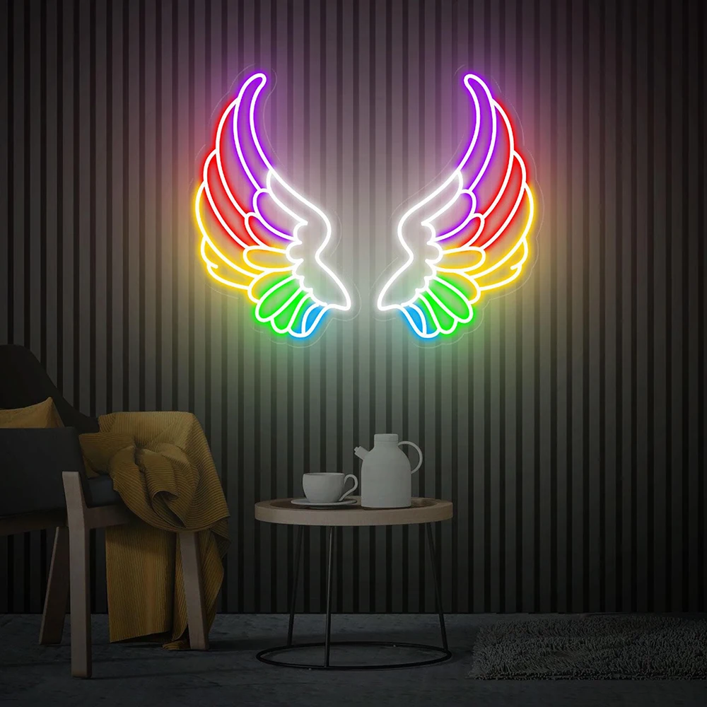 Angel Wings Led Neon Sign for Bar Salon Room Bedroom Wall Hanging Light Sign Custom Party Event Decoration LED Neon Lights