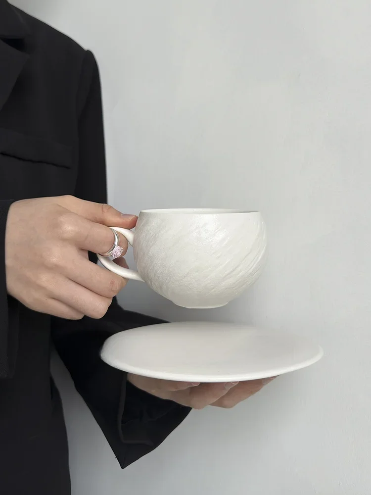 Simplified Ceramic Coffee Cup Set Afternoon Tea Cups Orange Yellow Single Piece Nordic Style Refreshing Trendy White Modern