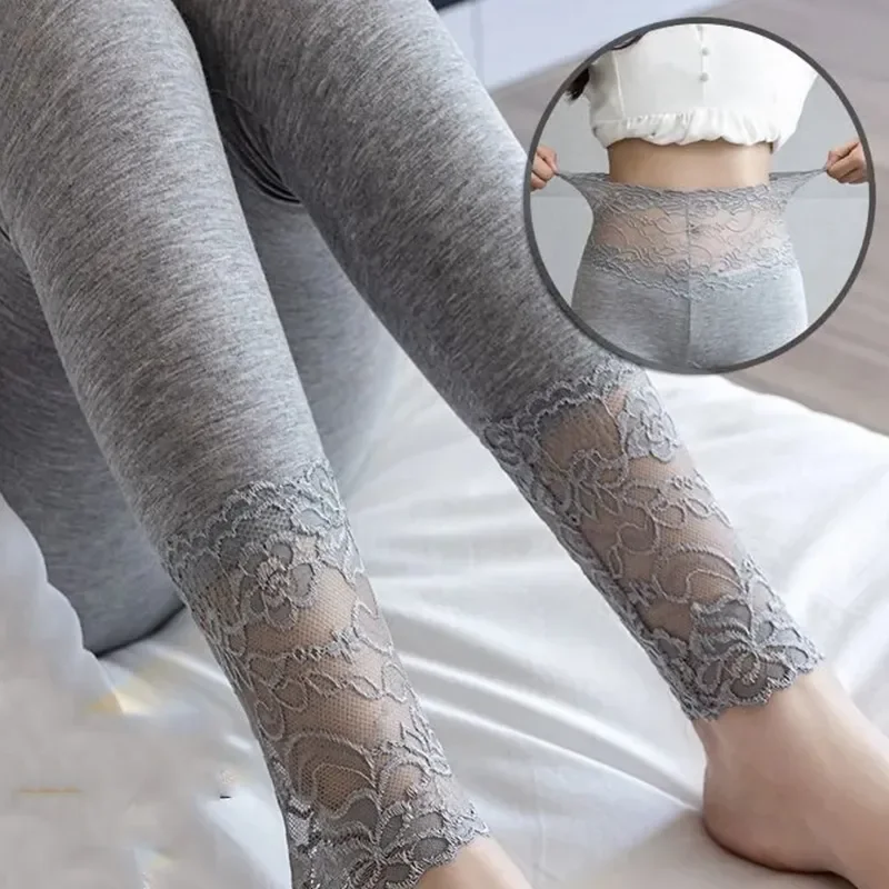 Vrouwen Nieuwe Sexy Enkellange Broek Legginsy Kant Uitgehold Hoge Taille Leggings Broek Slanke Dunne Model Naad Leggins Pantalones