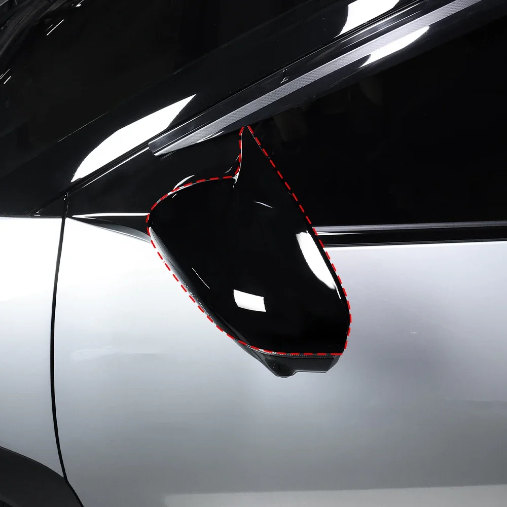 لكيا EV4 2025 2026 2 قطعة مشرق الأسود الثور القرن سيارة مرآة الرؤية الخلفية غطاء الكسوة الملحقات الخارجية