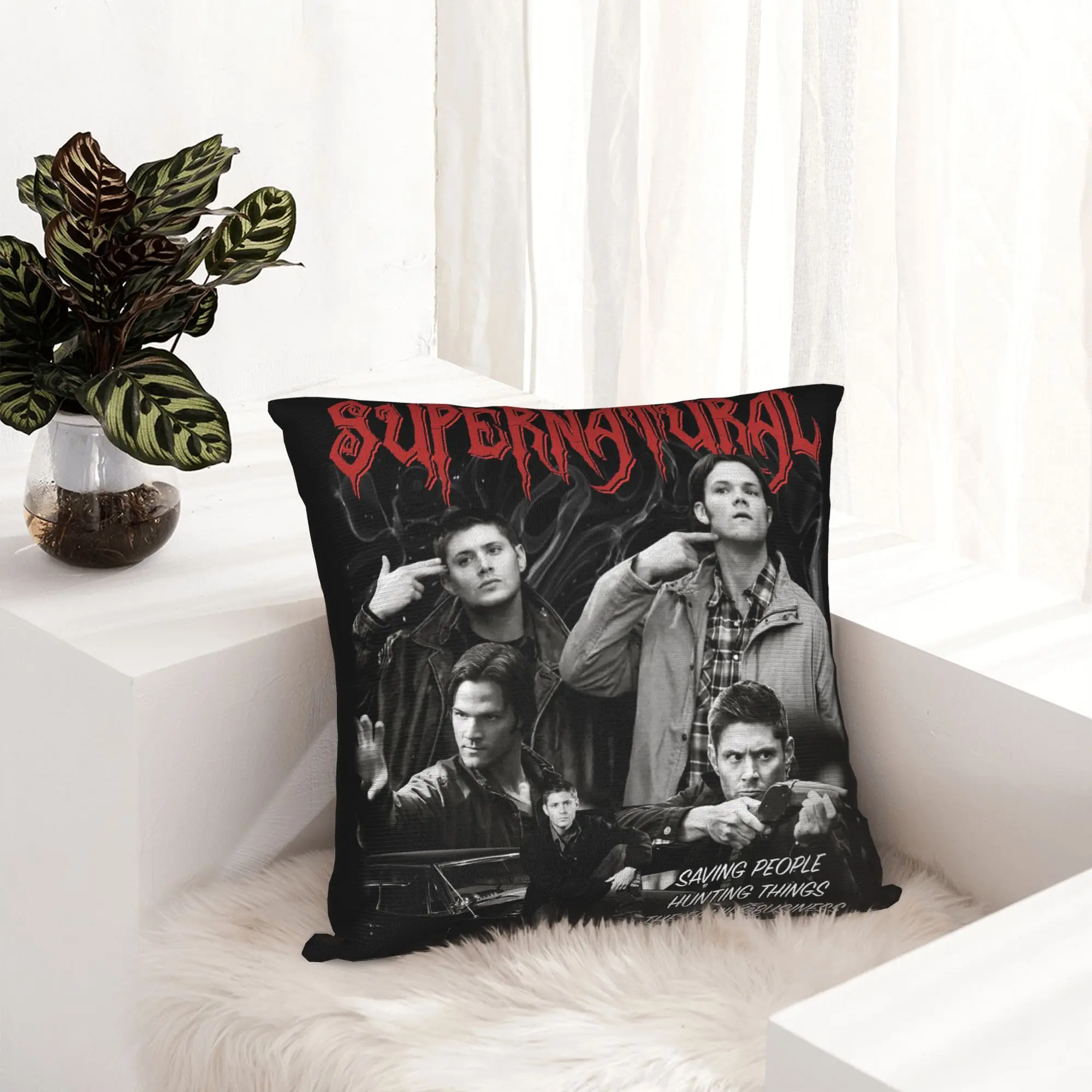 Dean Winchester Supernatural Pillowcase Printed Polyester Cushion Cover Decorations  Pillow Case Cover Home Square 45X45cm