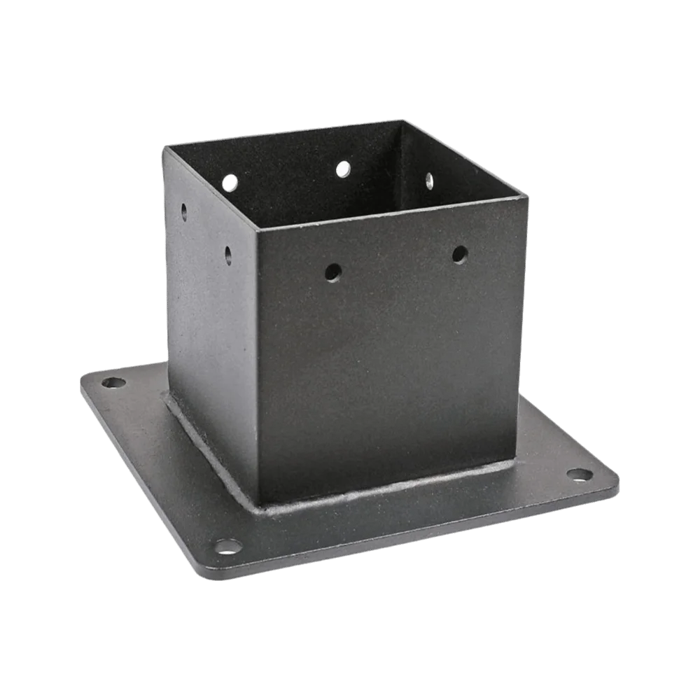 야외 건설용 녹 방지 금속 브래킷, 고강도 블랙 목재 기둥 베이스, 내구성 있는 파빌리온 지지대 하드웨어