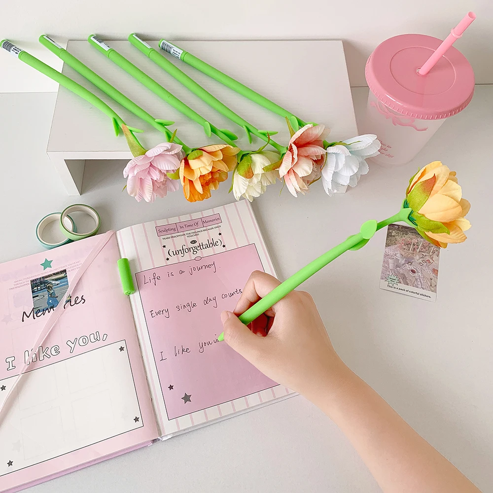 3 قطعة/المجموعة زهرة مقلد زهرة قلم حبر جاف سطح المكتب الفن نمط الزخرفية زخرفة طالب القرطاسية قلم حبر جاف مجموعة #2