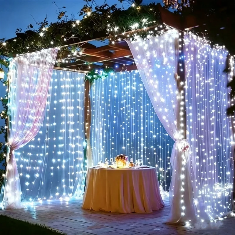 6m/3m Curtain String Lights 8 Modes AA Battery Powered LED Fairy Lights Room Wedding Valentine's Day Christmas Garden Decoration