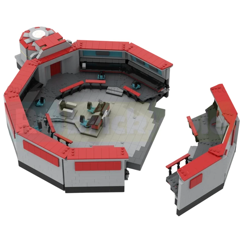 MOC Building Blocks Sci-Fi Starship Bridge Detailed Realistic Futuristic Interior DIY Brick Kit Desktop Collectible Display