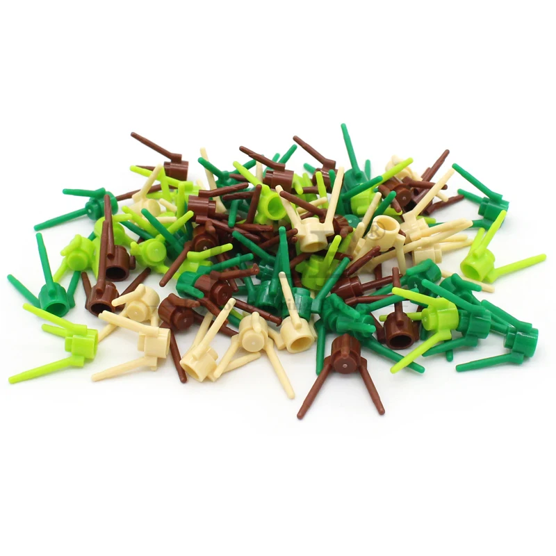 200 Stück MOC 3741 Pflanzen-Blumenstiel mit Ohrstecker und 3 Stielen, Bausteine, DIY-Steine, kompatibel mit Zweig, Baum, Wald, Zubehör, Spielzeug