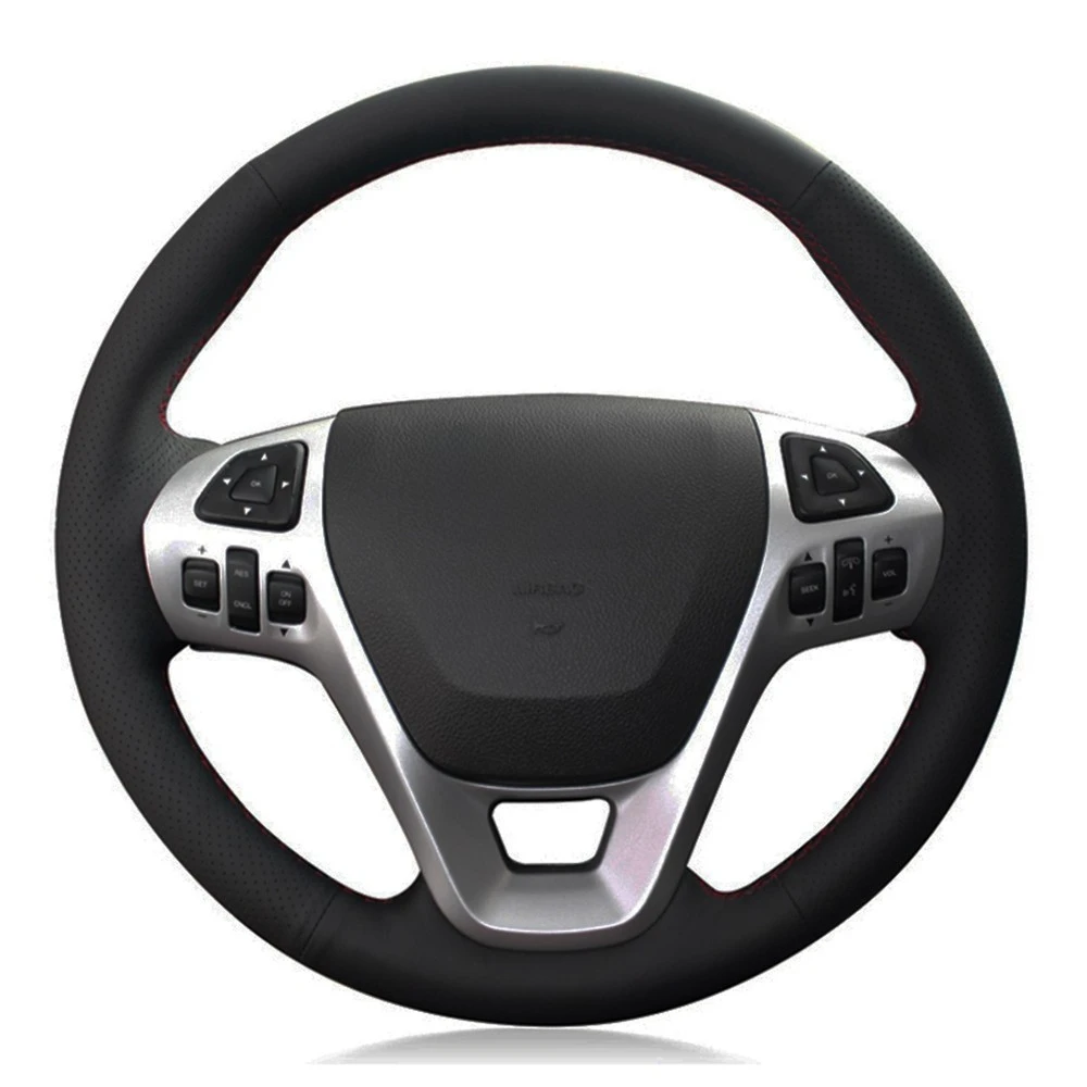 Car Steering Wheel Cover Black Artificial Leather For Ford Explorer 2011-2019 Taurus 2013-2019 Edge 2011-2014 Flex 2013