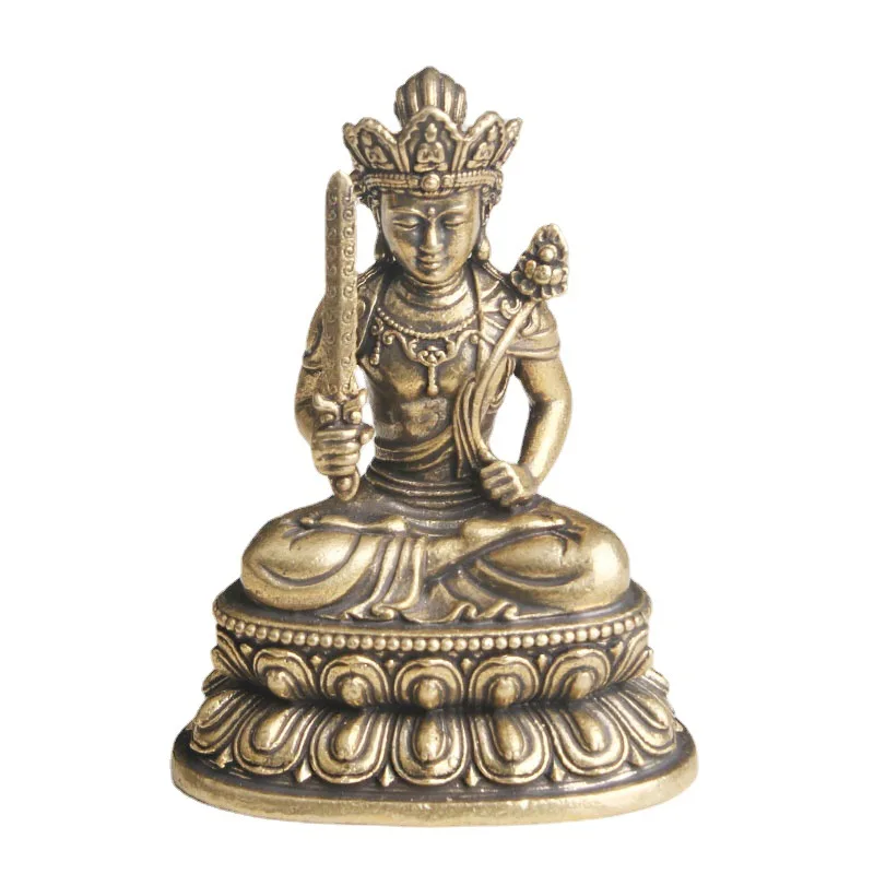 

Vintage brass Void Tibetan Bodhisattva statue desktop ornaments eight patron saint bronze sculpture crafts collection Buddha sta