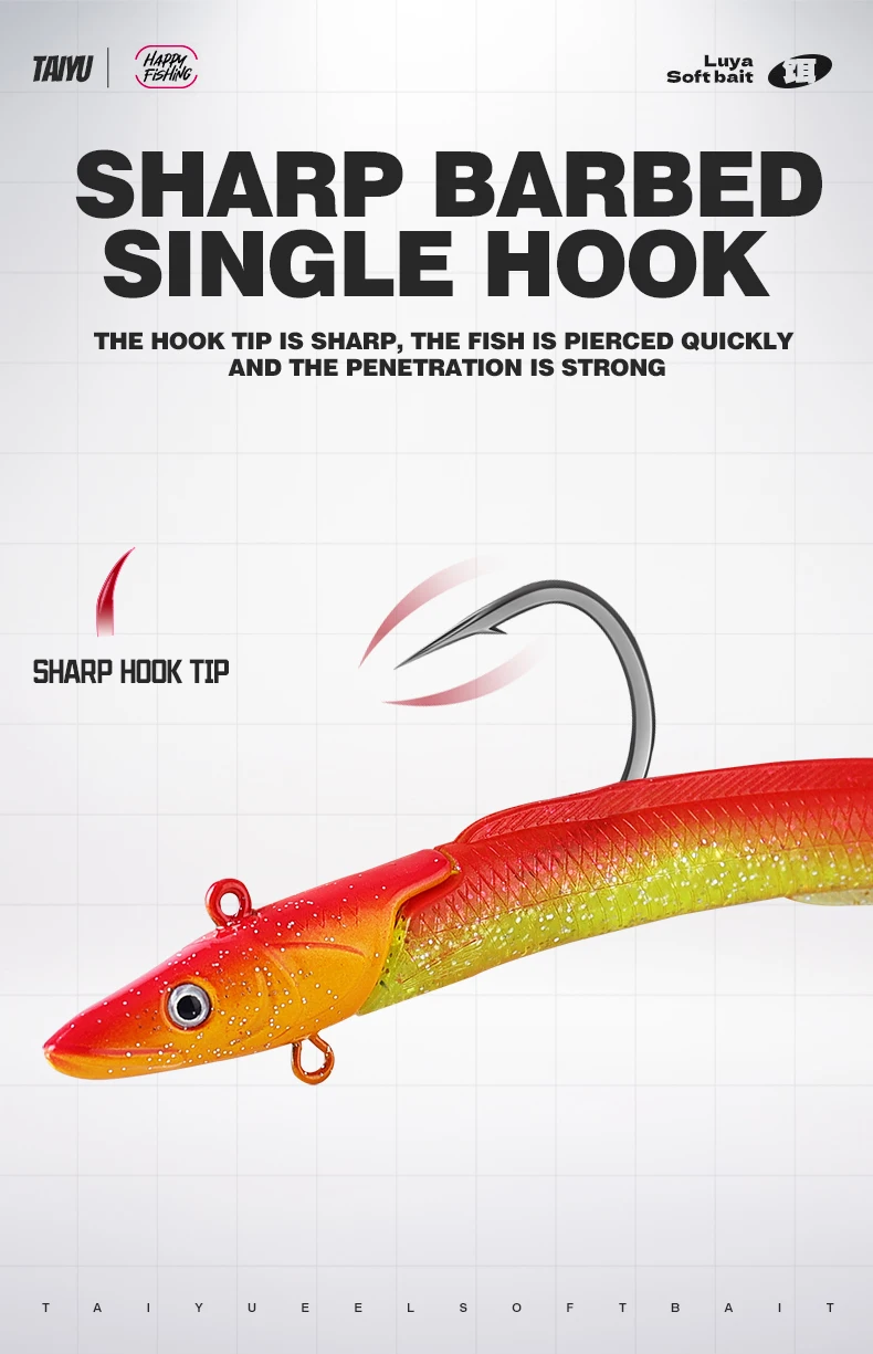 TAIYU Set Leuchtköder Weichköder Aal T-Flosse 12cm 23g Langsam Sinkender Bleikopf-Lure Kunstköder für Barsch/Forelle/Hecht – Detail 6