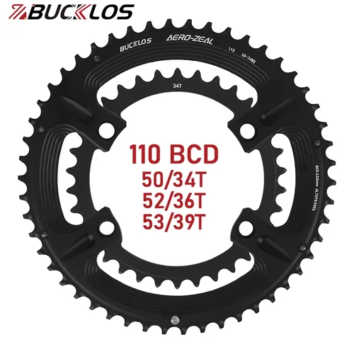BUCKLOS 110BCD plato de bicicleta de carretera de doble velocidad 34/36/39/50/52/53T 110 BCD rueda de cadena de bicicleta para R7000 R8000 R9000