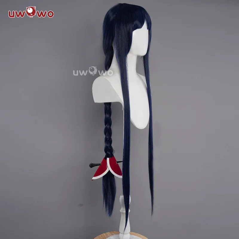 В НАЛИЧИИ UWOWO Ahri Косплей Парик Игра League of Legends/LOL: Ahri Wig Champion Косплей Парики Ahri Hair Темно-синие волосы 100 см Длинные Wi@0Z*