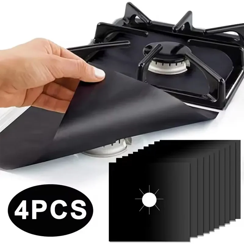 

4 Piece Gas Stove Protector Cooker Lid Liner Cleaning Pad For Kitchen Cookware Accessories Pieces Reusable Boiler Hood Protectiv