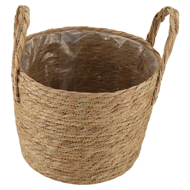 1 PCS Plant Pots Seagrass Planter Basket Flower Pot Cover Woven Plant Container Vase Wicker Trash