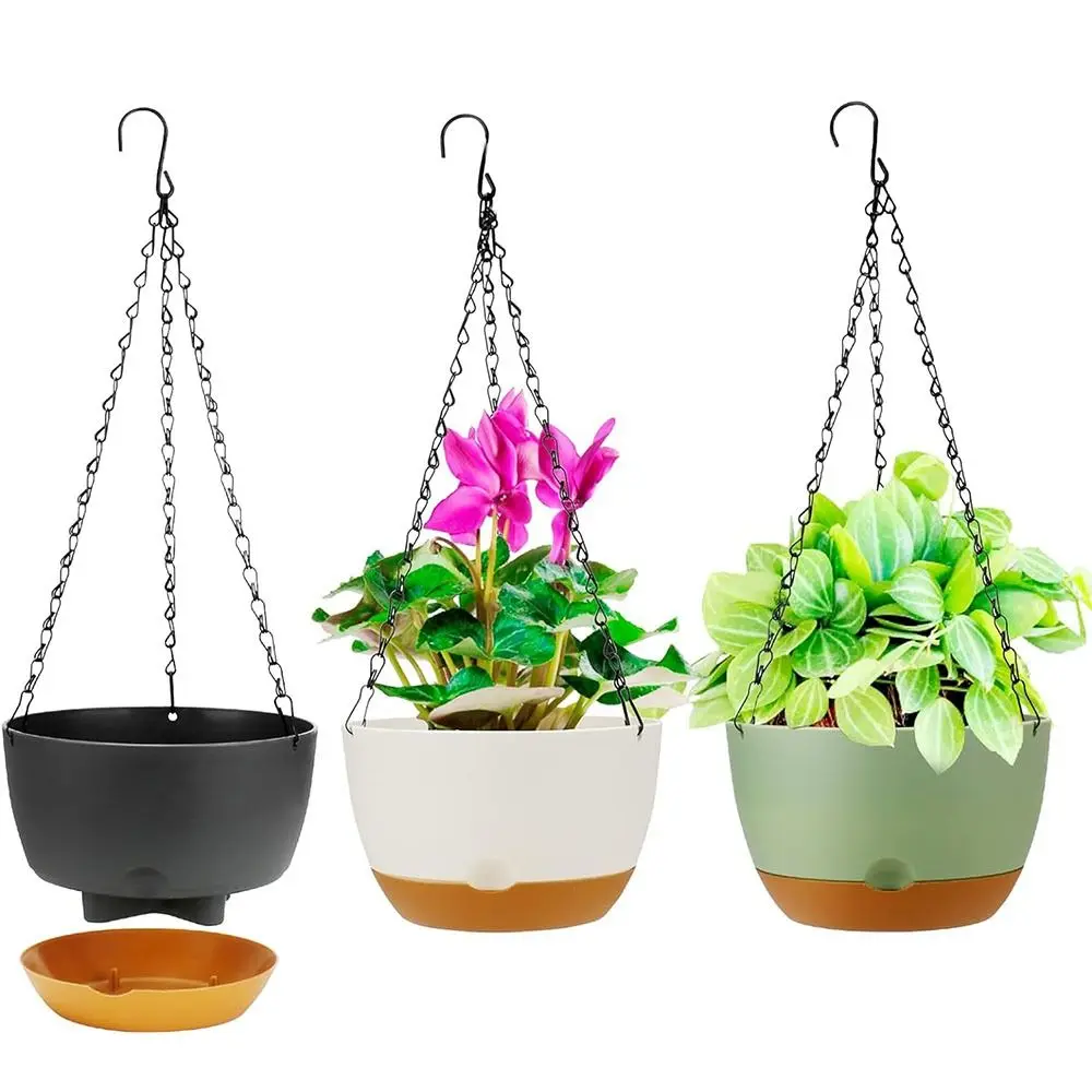 1 PCS Durable Self-Watering Hanging Planters Thickened Plastic Hydroponic Plant Pot With Removable Tray