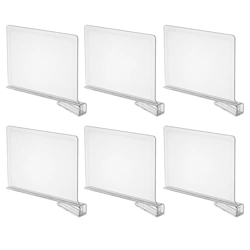 Acrylic Shelf Dividers Transparent Shelf Dividers for Closet Organization 6 Pack Wood Shelf Separator Stable for Cabinets