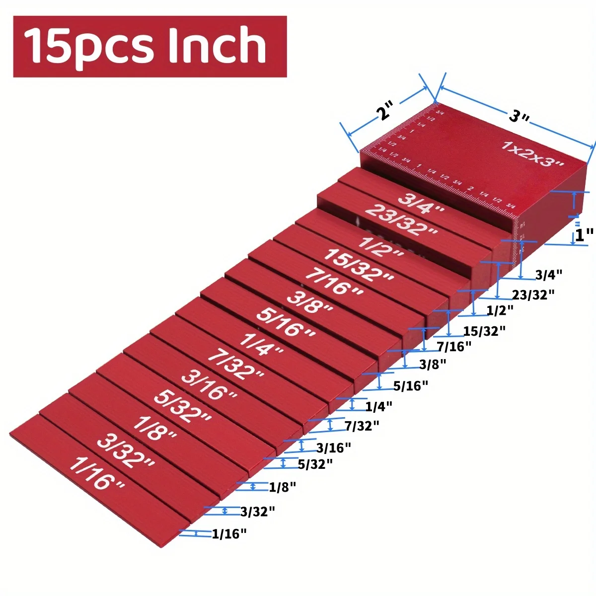 9/15pcs Gauge Block Set, Aluminum Metric/Inch Height Gauge Block, Setup Bars Portable Testing Gauge Block, Measuring Tool