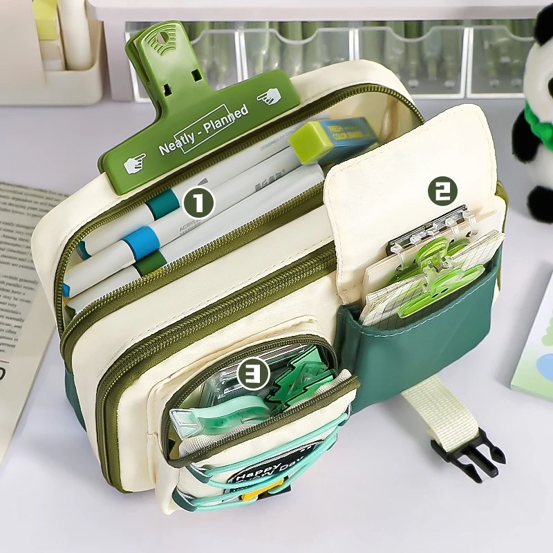 Cool Style Pencil Case Large Capacity Wear-resistant Durable Drawstring Multifunctional Canvas Stationery Bag Storage Bag