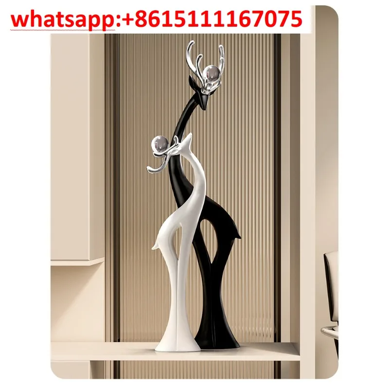 Light Luxury Vertical Deer Floor Standing Ornament, Tall Deer Statue Living Room Entrance Niche Home Decor Housewarming Gift
