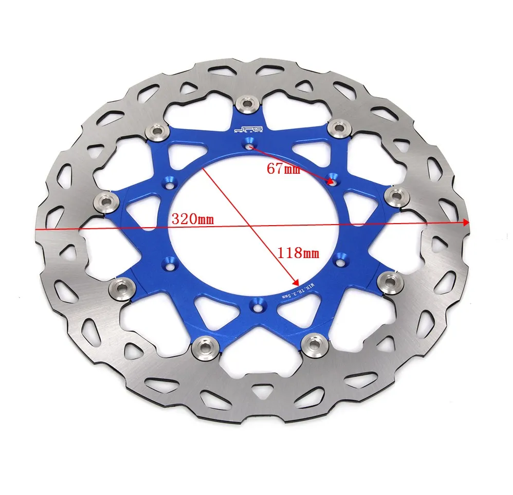 Motorcycle 320MM Floating Brake Discs Rotor Bracket Adaptor For YAMAHA YZ125 WR125 WR250 WR250F YZ250 YZ250F WR YZ 400F 426F