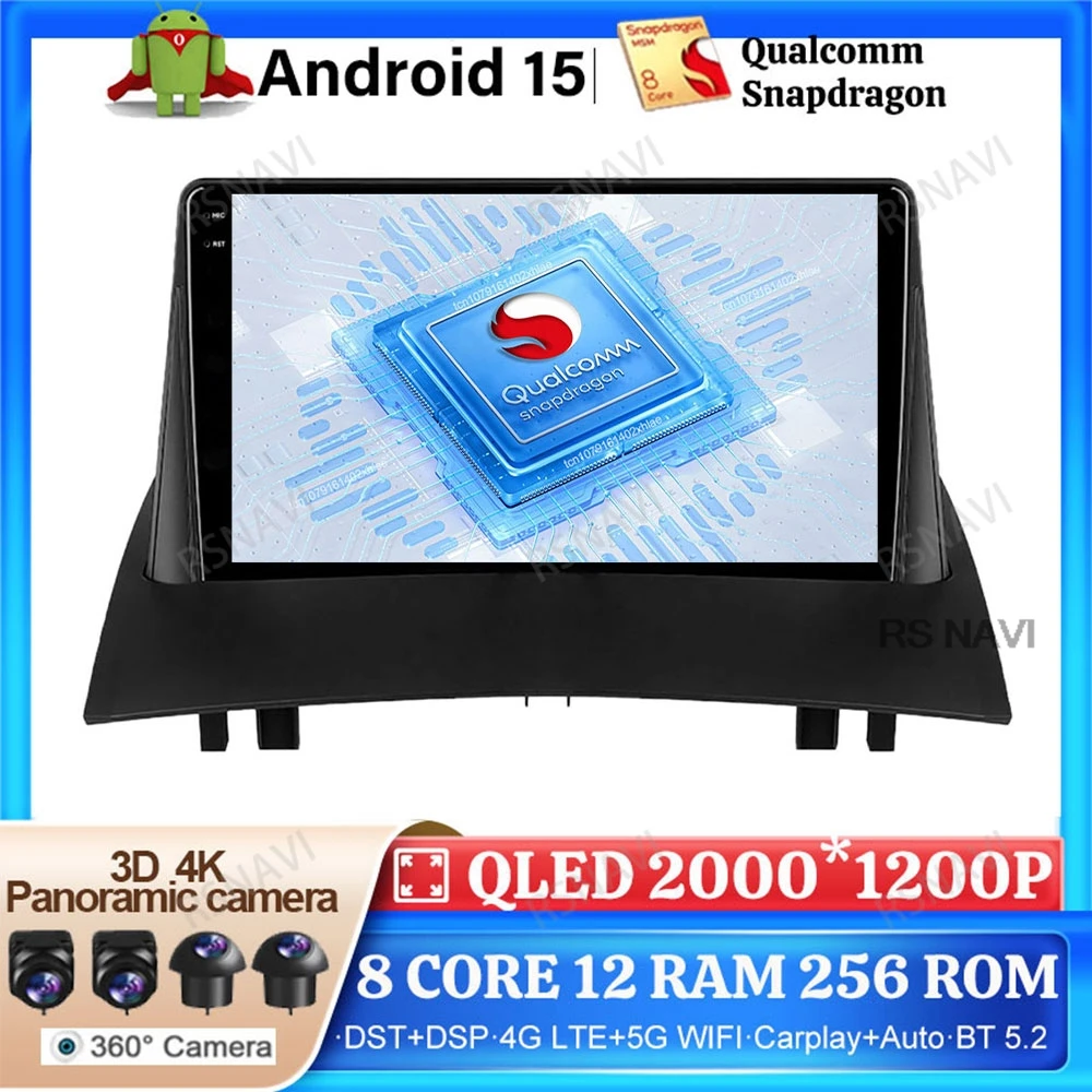

Android 15 Car Radio For Renault Megane 2 2002-2009 4G LTE DVD Wireless Carplay Auto Navigation Stereo Qualcomm GPS Viedo Player